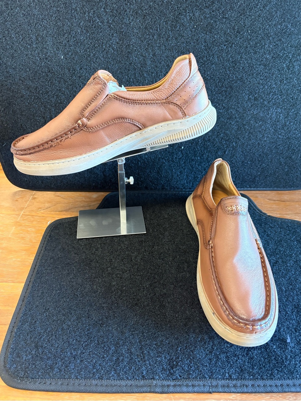 Men’s Brown Leather Slip-On Loafers Casual Comfort Shoes Size 12.5